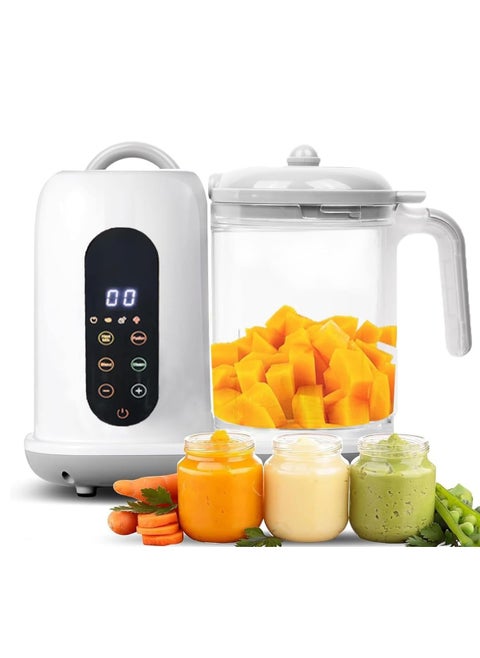 4-in-1 Electric Baby Food Processor, Auto Cooking and Grinding Machine, Milk Frothier, Food Maker, Food Steamer, Food Blender, Puree Maker with 4 Preset Functions, Touch Screen Control, LCD Display