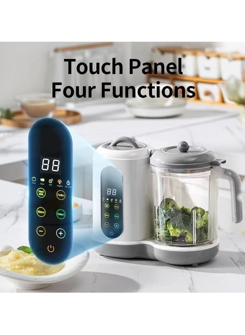 XiuWoo 4-in-1 Electric Baby Food Processor, Auto Cooking and Grinding Machine, Milk Frothier, Food Maker, Food Steamer, Food Blender, Puree Maker with 4 Preset Functions, Touch Screen Control, LCD Display  - Image 3