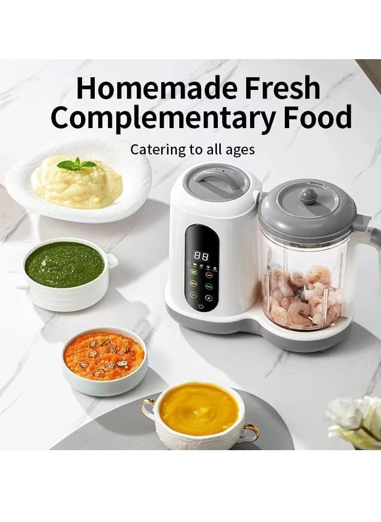 4-in-1 Electric Baby Food Processor, Auto Cooking and Grinding Machine, Milk Frothier, Food Maker, Food Steamer, Food Blender, Puree Maker with 4 Preset Functions, Touch Screen Control, LCD Display