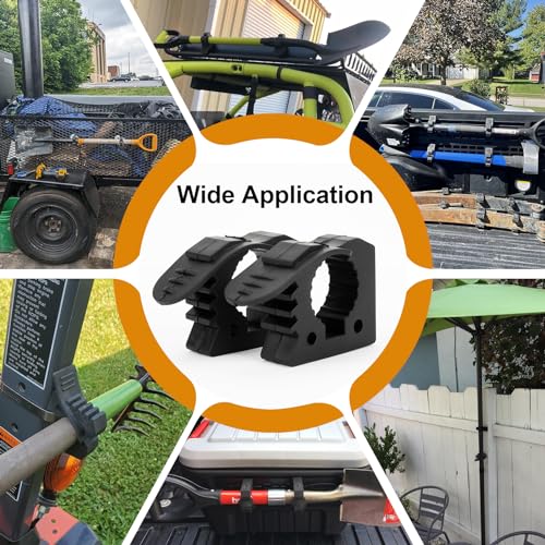 PSLER Shovel Holder for Truck Quick Release Rubber Clamp Mount Shovel and Axe Mount for Truck Bed Roof Rack Trailer Off-road Vehicle UTV Universal for diameter tools 1-1/7'' to 1-3/7'' 2PC - Image 3