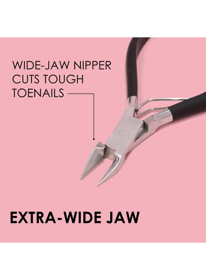 Japonesque Soft Touch Toenail Clipper & Cuticle Pusher Manicure Set for Salon Quality Results, Anti-Slip Grip, Stainless Steel - Image 5