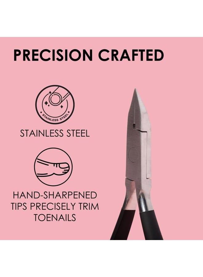 Japonesque Soft Touch Toenail Clipper & Cuticle Pusher Manicure Set for Salon Quality Results, Anti-Slip Grip, Stainless Steel - Image 3