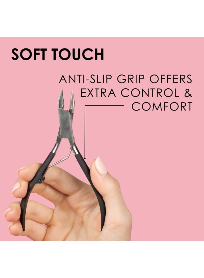 Japonesque Soft Touch Toenail Clipper & Cuticle Pusher Manicure Set for Salon Quality Results, Anti-Slip Grip, Stainless Steel - Image 4