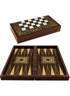 Antique Mosaic Mother of Pearl Backgammon