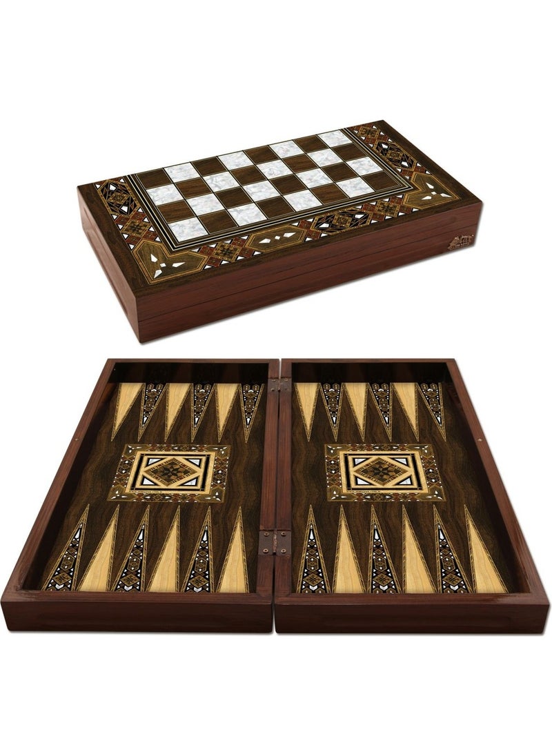 Güneş Avm - Antique Mosaic Mother of Pearl Backgammon - Image 1