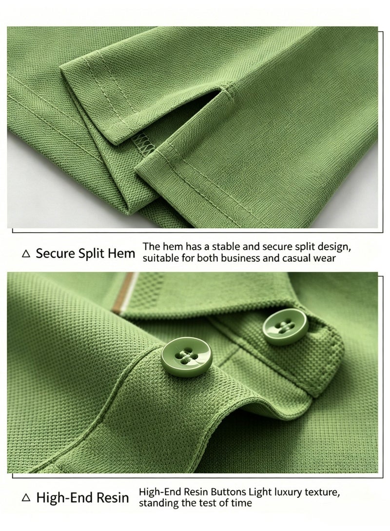 BOSS Men Short Sleeve Tipped Collar Polo Shirt Slim Fit Semi Formal Daily Holiday Summer Wear Sage Green - Image 2