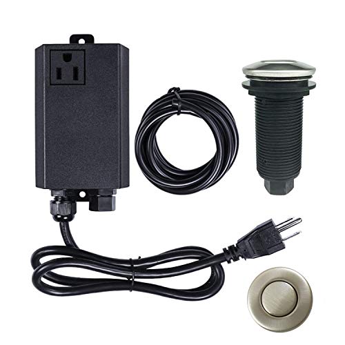 Etoolcity Garbage Disposal Air Switch Kit Sink Top Waste Disposal Long Stainless Steel Brushed Nickel On/Off Air Button Food and Waste Disposals Part by Etoolcity - Image 1