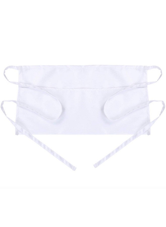BOHARERS BOHARERS Waist Apron with 3 Pockets - White Waitress Waiter Server Short Apron  - Image 1