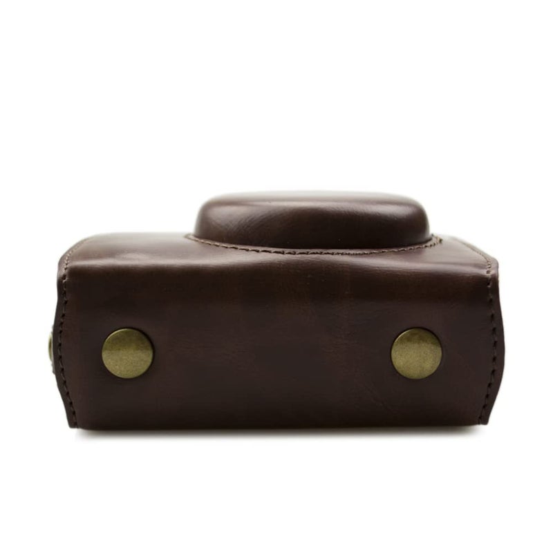 Rieibi حافظة كاميرا ريبى الجلدية لكاميرا كانون G7 X مارك II/III - عتيقة، واقية مع حزام، حافظة قهوة جميلة - Image 2