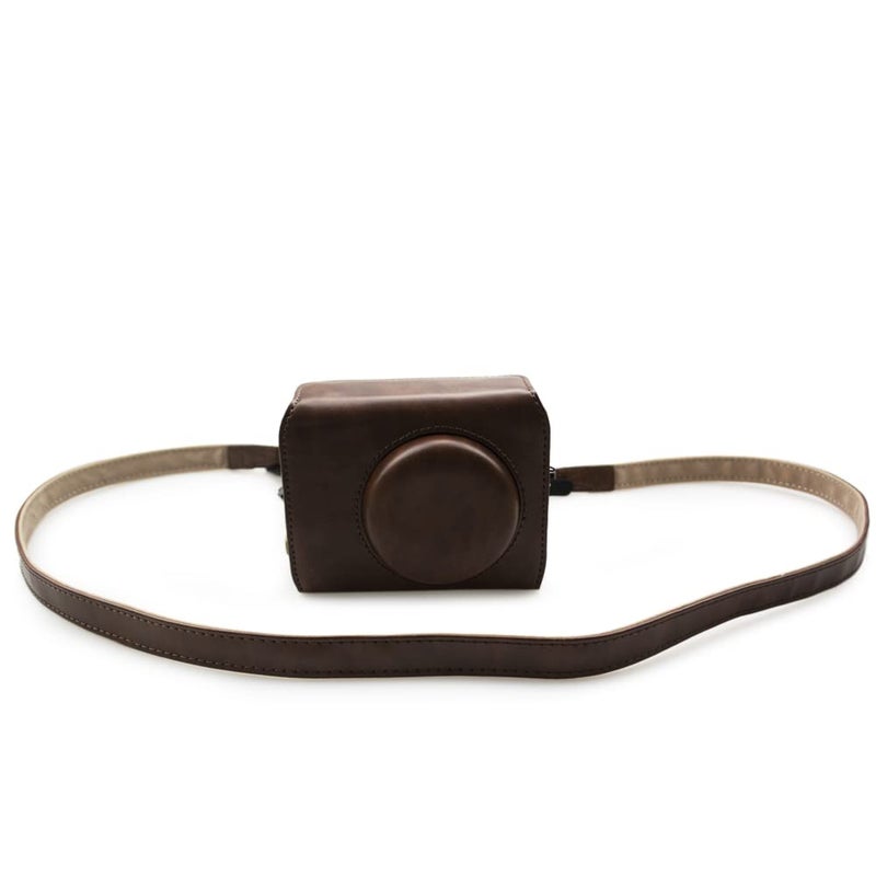 Rieibi حافظة كاميرا ريبى الجلدية لكاميرا كانون G7 X مارك II/III - عتيقة، واقية مع حزام، حافظة قهوة جميلة - Image 3