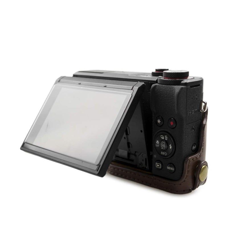 Rieibi حافظة كاميرا ريبى الجلدية لكاميرا كانون G7 X مارك II/III - عتيقة، واقية مع حزام، حافظة قهوة جميلة - Image 5