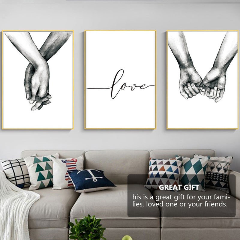 3PCS Hand In Hand Painting Wall Art Picture Frameless Painting Decor for Home - Image 3