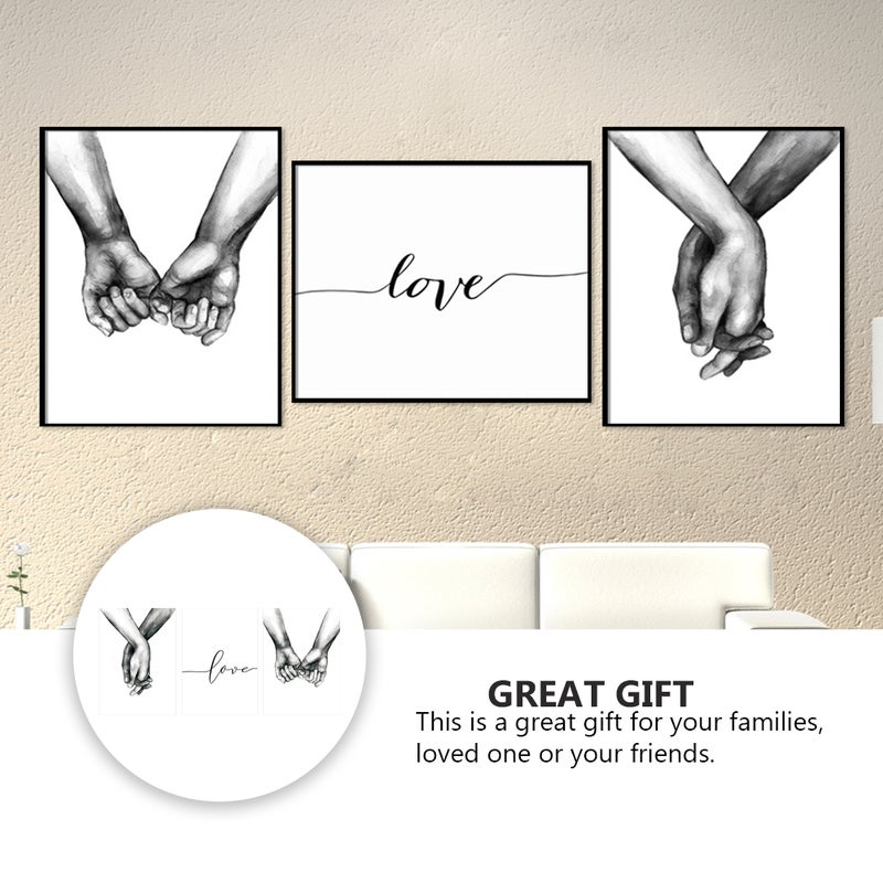 3PCS Hand In Hand Painting Wall Art Picture Frameless Painting Decor for Home - Image 1