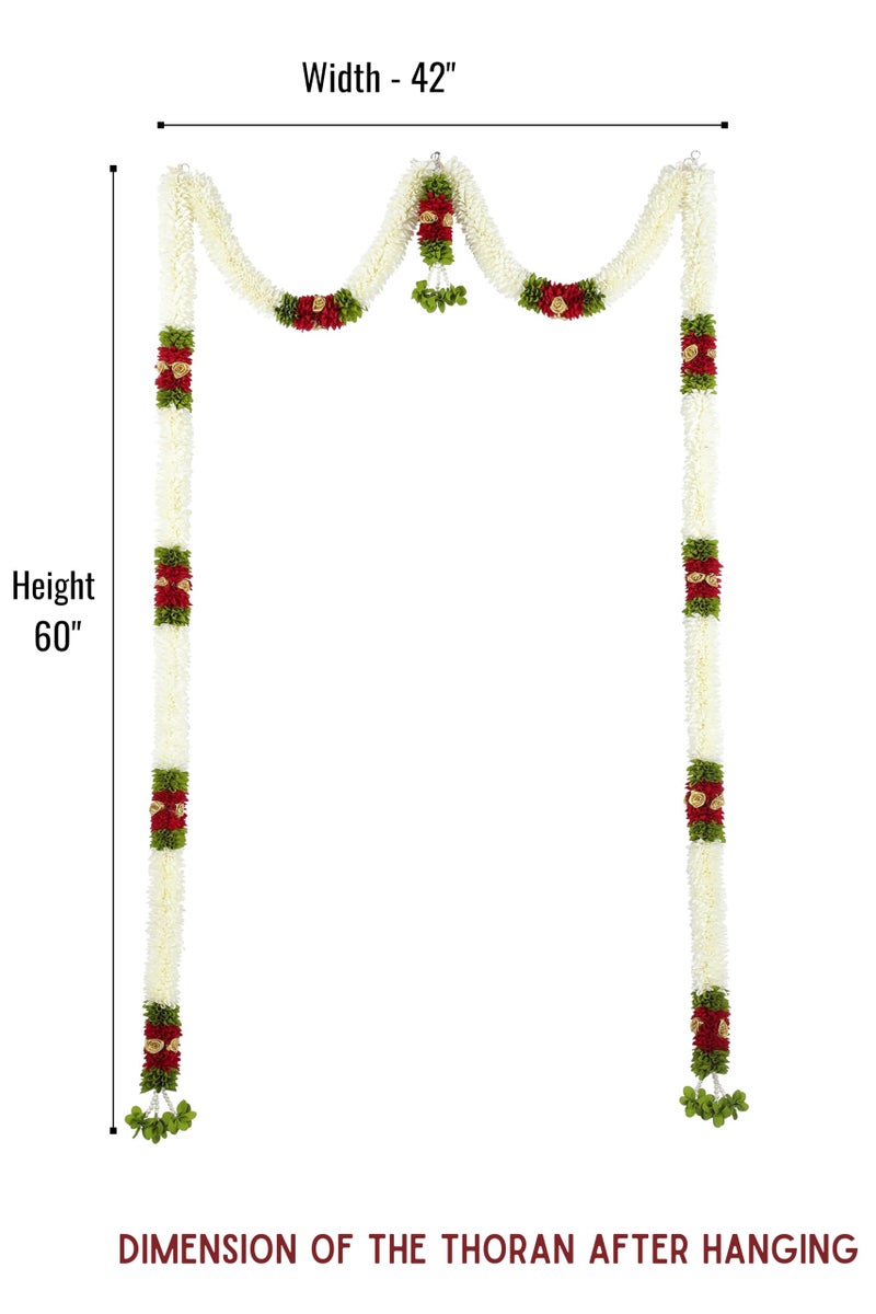 Daedal crafters Mini Thoma Artificial Doorway Toran for Main Door Entrance, Reusable Thoran for Mandir & Living Room Décor, Bandarwal for Festival Decoration, Flower Hanging for HomeDécor (42x60 inch) - Image 4