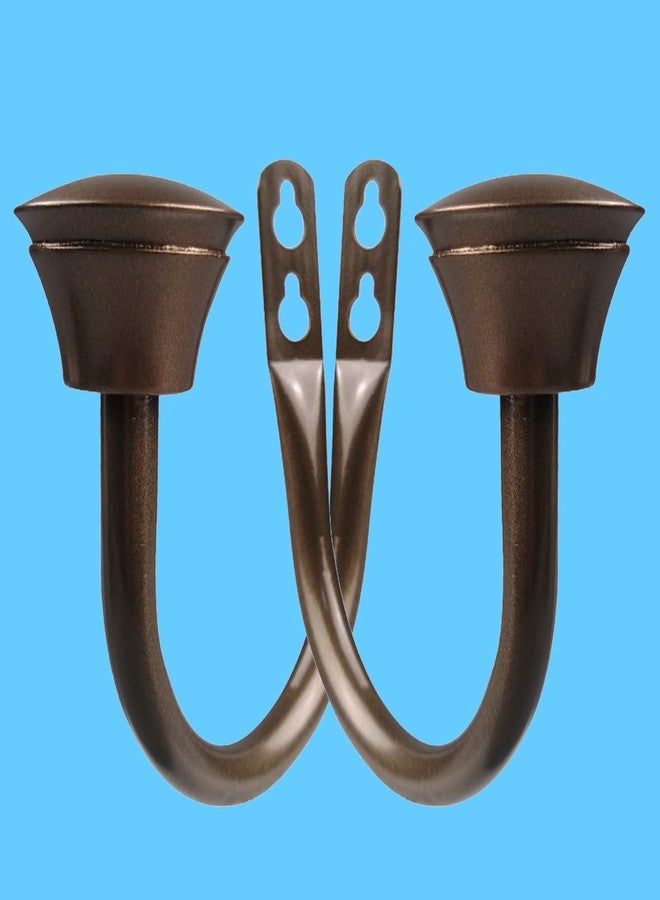 Kowibcl 2Pcs Curtain Holdbacks - Wall Mounted Drapery Tiebacks with Double Wrap Finial,Decorative Curtain Holders for Bedroom Livingroom Office Home,Burnish Bronze - Image 1