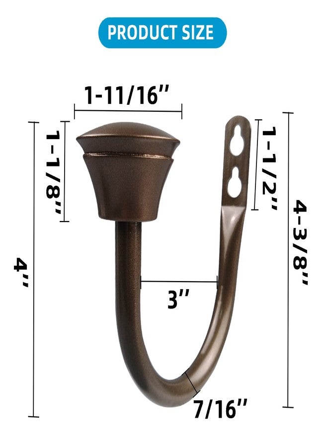 Kowibcl 2Pcs Curtain Holdbacks - Wall Mounted Drapery Tiebacks with Double Wrap Finial,Decorative Curtain Holders for Bedroom Livingroom Office Home,Burnish Bronze - Image 2