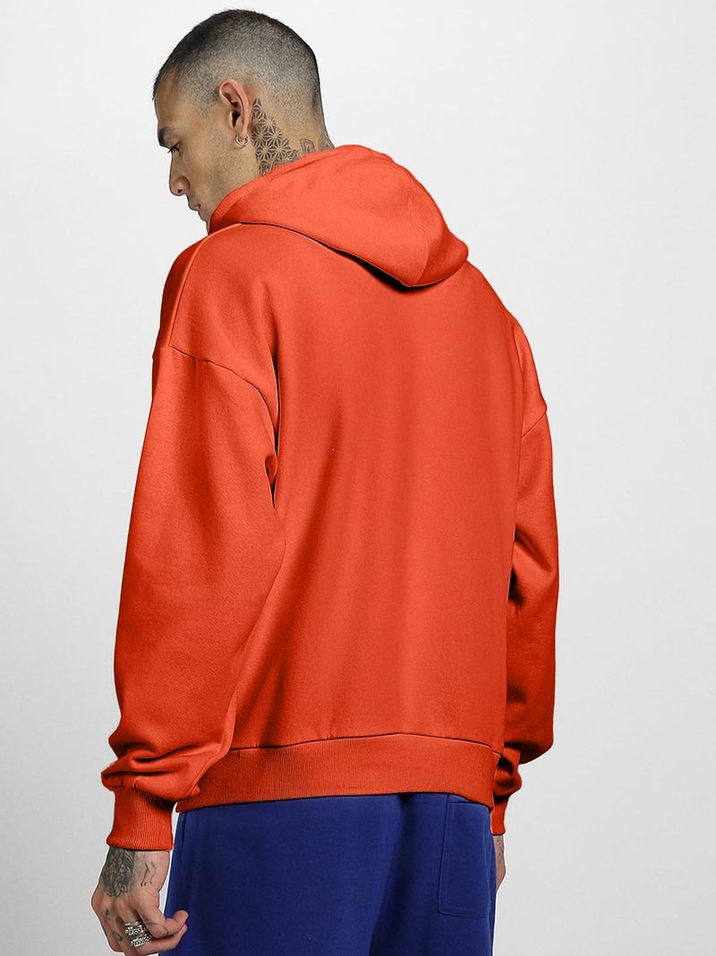 Veirdo® Polycotton Spun Oversized Fit Hooded Sweatshirt Full Sleeves Front Chest Graphic Printed Drop Shoulder Jumper Hoodie for Men (OS_HD_VD_FLW_TT_L) - Image 4