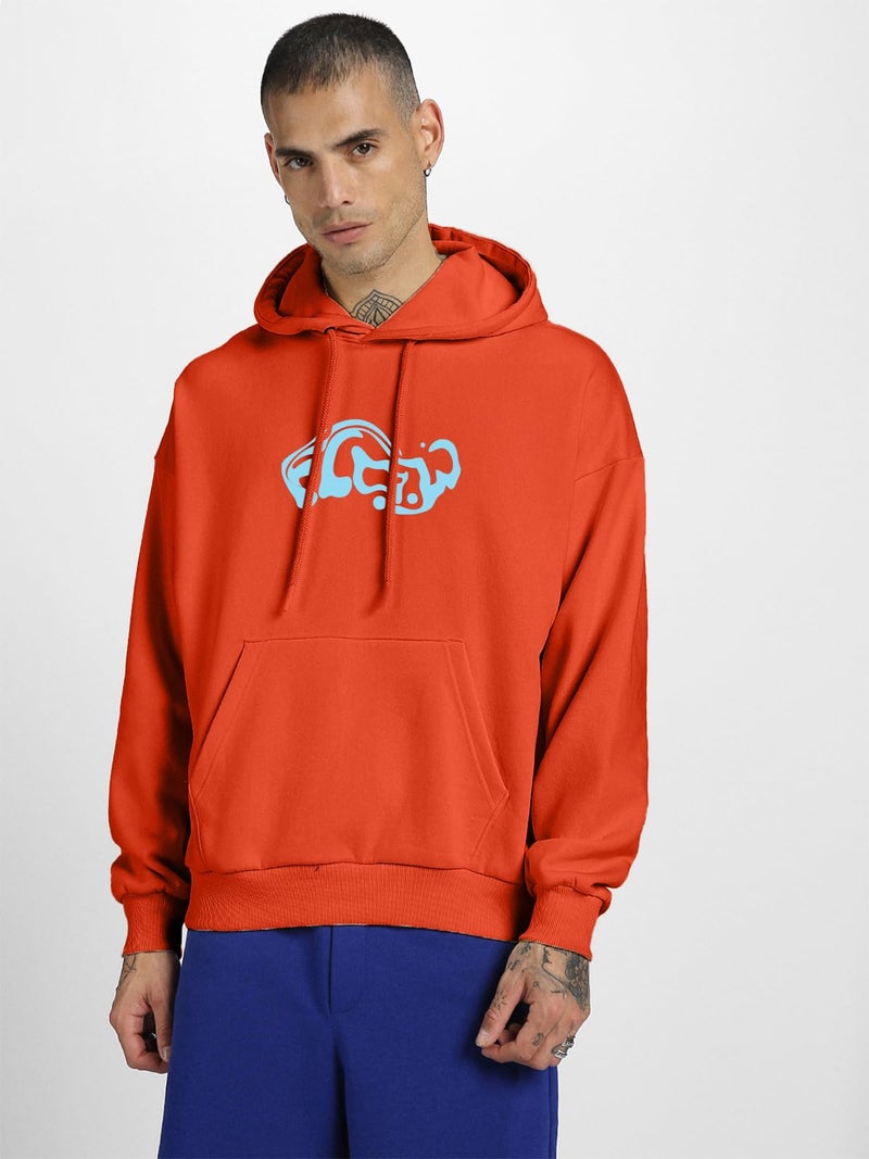 Veirdo® Polycotton Spun Oversized Fit Hooded Sweatshirt Full Sleeves Front Chest Graphic Printed Drop Shoulder Jumper Hoodie for Men (OS_HD_VD_FLW_TT_L) - Image 3