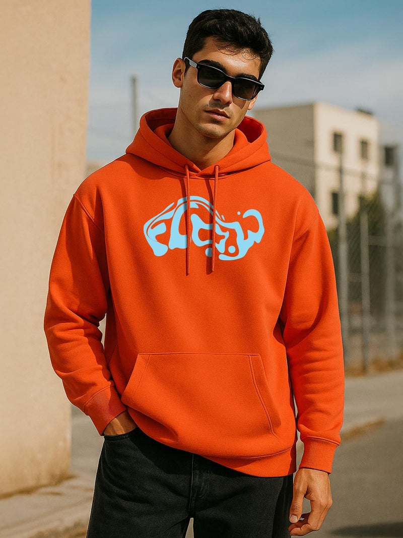 Veirdo® Polycotton Spun Oversized Fit Hooded Sweatshirt Full Sleeves Front Chest Graphic Printed Drop Shoulder Jumper Hoodie for Men (OS_HD_VD_FLW_TT_L) - Image 2