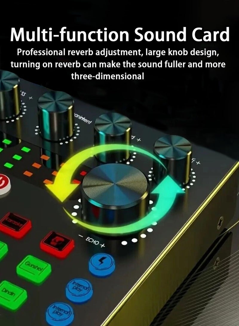 Sound Card Adjustable Audio Mixer DJ Mixer Effects And Voice Changer Podcast Production Studio Equipment  Prefect For Streaming/Podcasting/Gaming - Image 3