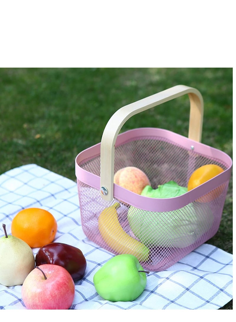 ريساتورب سلة تخزين قابلة للحمل  زهري سلة معدنية شبكية من الستيل، سلة تنظيم تخزين متعددة الوظائف - Image 2