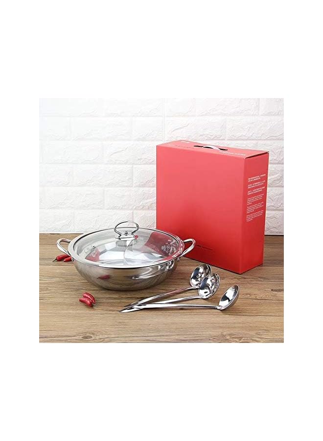 PROMASS طقم أواني طهي ساخنة مزدوجة الجوانب من الفولاذ، مكون من 5 قطع - ملعقتان مشقوقتان ومغرفة حساء واحدة - Image 4