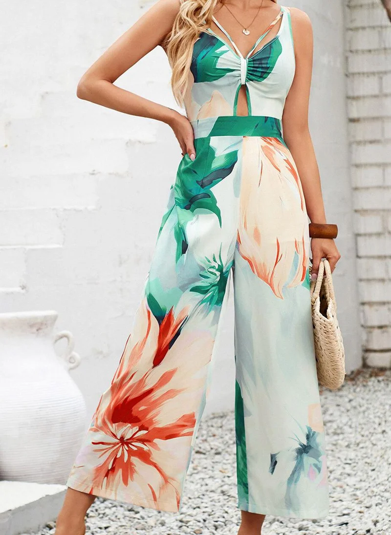 YUNIQEE Green Printed Basic Jumpsuit