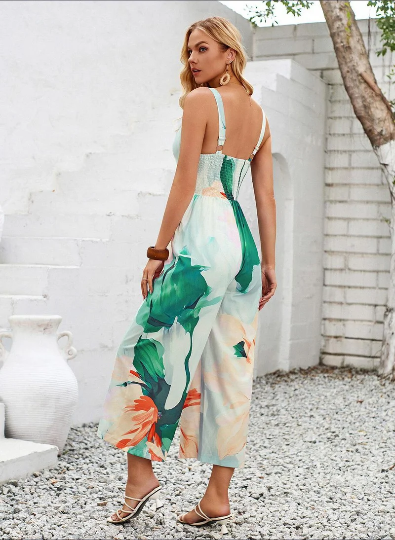 YUNIQEE Green Printed Basic Jumpsuit