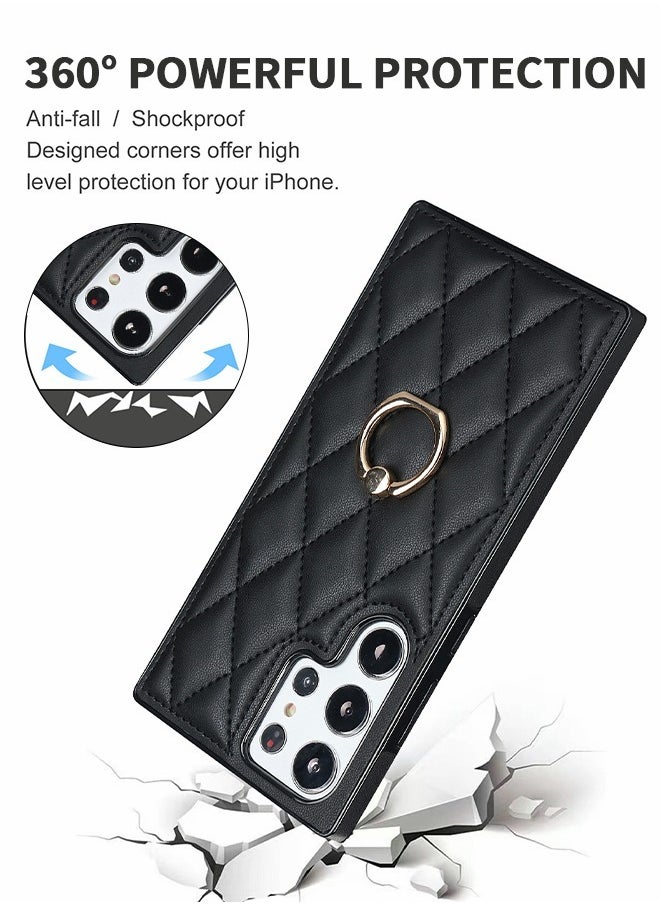 GROIC - Compatible with Samsung Galaxy S23 Ultra Case,Rhombus Design with Metal Rotation Ring Kickstand Shockproof Protective Phone Cover,Phone Shell for Galaxy S23 Ultra 6.8'' - Image 1