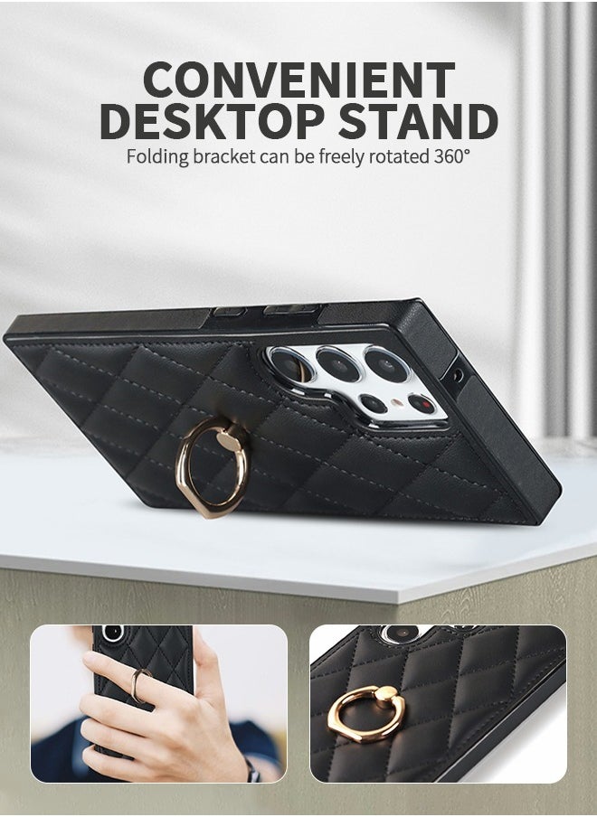 GROIC - Compatible with Samsung Galaxy S23 Ultra Case,Rhombus Design with Metal Rotation Ring Kickstand Shockproof Protective Phone Cover,Phone Shell for Galaxy S23 Ultra 6.8'' - Image 1