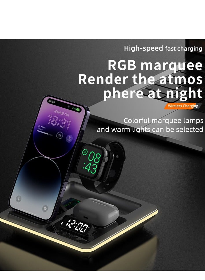 general 3-in-1 wireless charger, electric folding, 3-in-1 wireless charger (black magnetic version) - Image 1