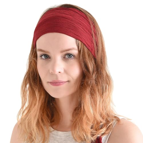 CHARM Womens Pirate Headband Headwrap - Turban Head Scarf, Pirate Bandana for Men, Festival Accessories, Boho Hair Band, Unisex Halloween Bandana Dark Red - Image 1