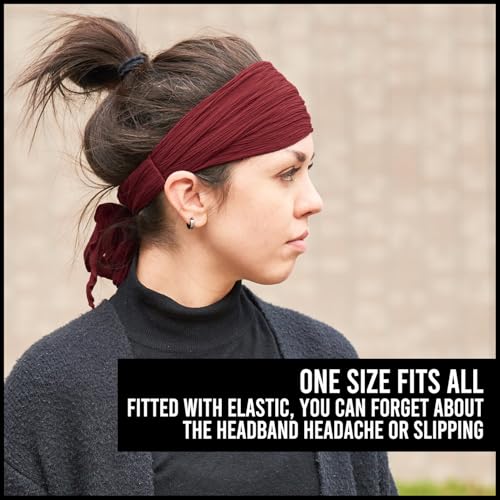 CHARM Womens Pirate Headband Headwrap - Turban Head Scarf, Pirate Bandana for Men, Festival Accessories, Boho Hair Band, Unisex Halloween Bandana Dark Red - Image 5