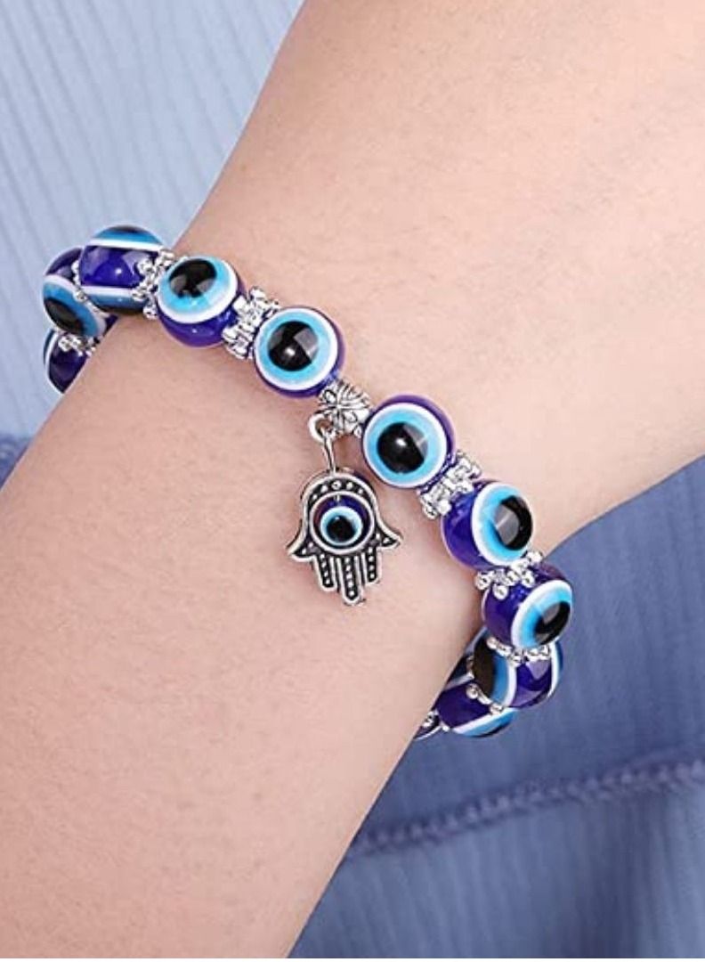 Blue Evil Eye Beads Stretchable Hand Charm Bracelet for Men and Women - Image 4