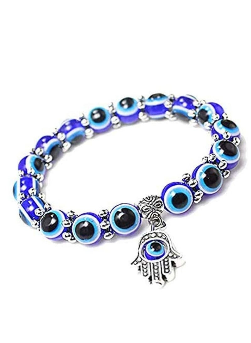 Blue Evil Eye Beads Stretchable Hand Charm Bracelet for Men and Women - Image 2