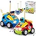 Prextex 2 Pack Cartoon Remote Control Cars for Toddlers Police Car and Race Car with Steering Wheel Controllers and Lights Different Frequencies So Both Can Race Together Toddler Gift 18 Months - Image 3