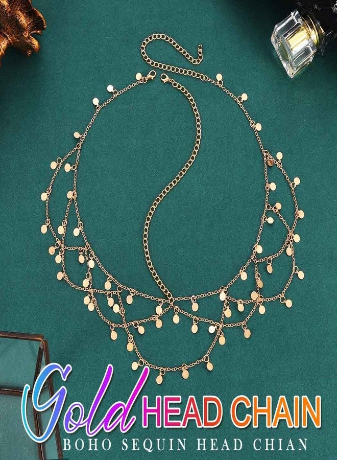 كيلشي سلسلة رأس مزينة بالترتر من كيلشاي، طوق رأس ذهبي للمهرجانات للنساء - Image 2