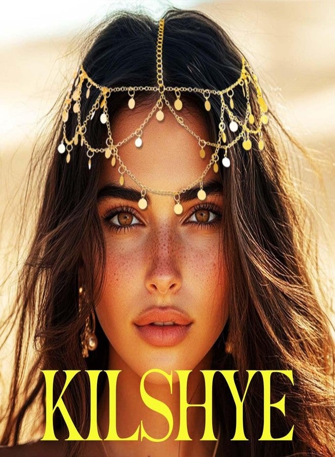 كيلشي سلسلة رأس مزينة بالترتر من كيلشاي، طوق رأس ذهبي للمهرجانات للنساء - Image 3