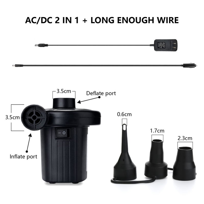 Jasonwell Electric Air Pump Portable Quick-Fill AC DC Inflator Deflator Pump for Air Mattress Inflatables Pool Floats Water Toy Raft Bed Boat Pool Toy with Nozzles110-240 V - Image 5
