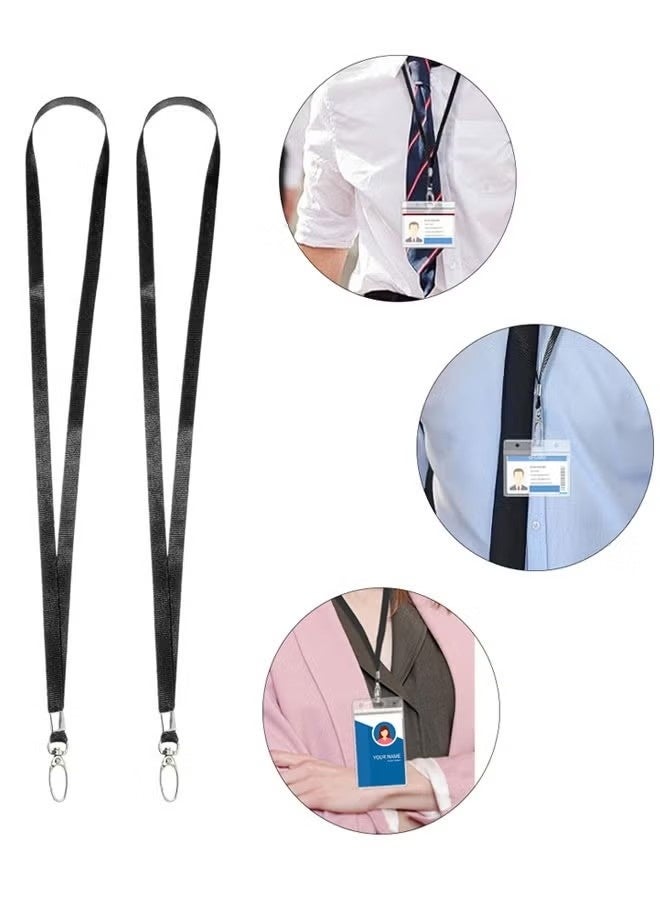 10 قطع من أشرطة تعليق الشارات، أشرطة تعليق مزودة بخطاف دوار لبطاقة الاسم أو بطاقة الهوية، حزام تعليق للرقبة لموظفي المكتب والطلاب والمعلمين، لون أسود - Image 4