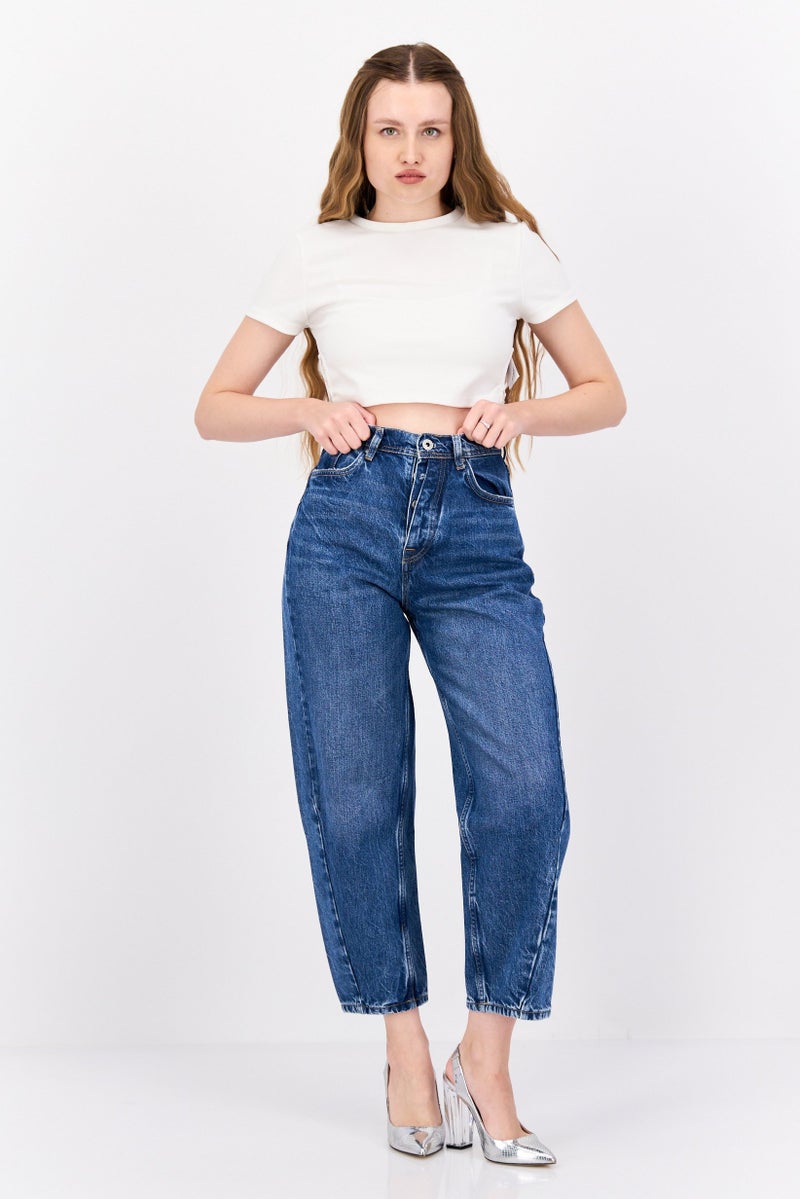 Pepe Jeans Women Balloon Fit Addison No Stretch Jeans, Wash Blue - Image 4