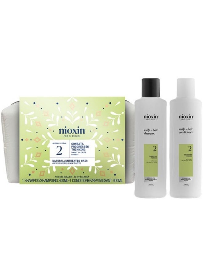 مجموعة نيوكسين سيستم ٢ لتكثيف الشعر | شامبو وبلسم لفروة الرأس والشعر، للشعر الطبيعي مع تساقط الشعر المتقدم