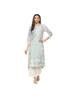 BIBA Women Viscose Printed Straight Kurta Mix and Match(Jamawar20167_Blue_32)