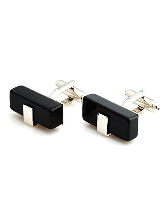 Peluche The Elegant Me: Onyx Stone Studded (Black) Cufflinks for Men - Image 1