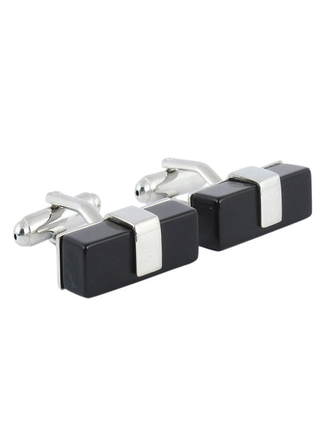 Peluche The Elegant Me: Onyx Stone Studded (Black) Cufflinks for Men - Image 2