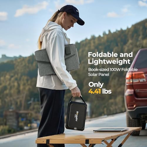 BougeRV 100W Fiberglass Portable Solar Panel, Foldable Solar Cell Solar Charger with USB Outputs for Phones, Compatible with BougeRV 277Wh/173Wh/JuiceGo 240Wh Power Station, for Camping, Hiking - Image 5