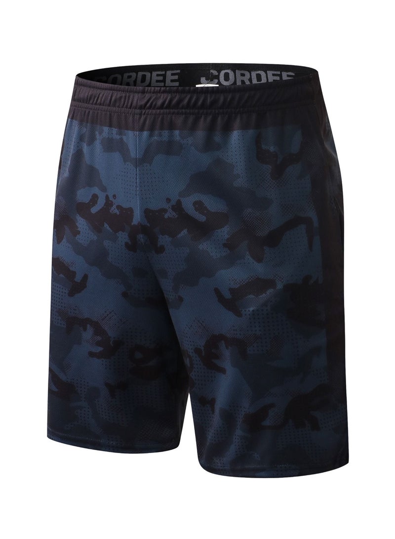 YEL PRO Men Quick Dry Breathable Elastic Shorts Blue - Image 1