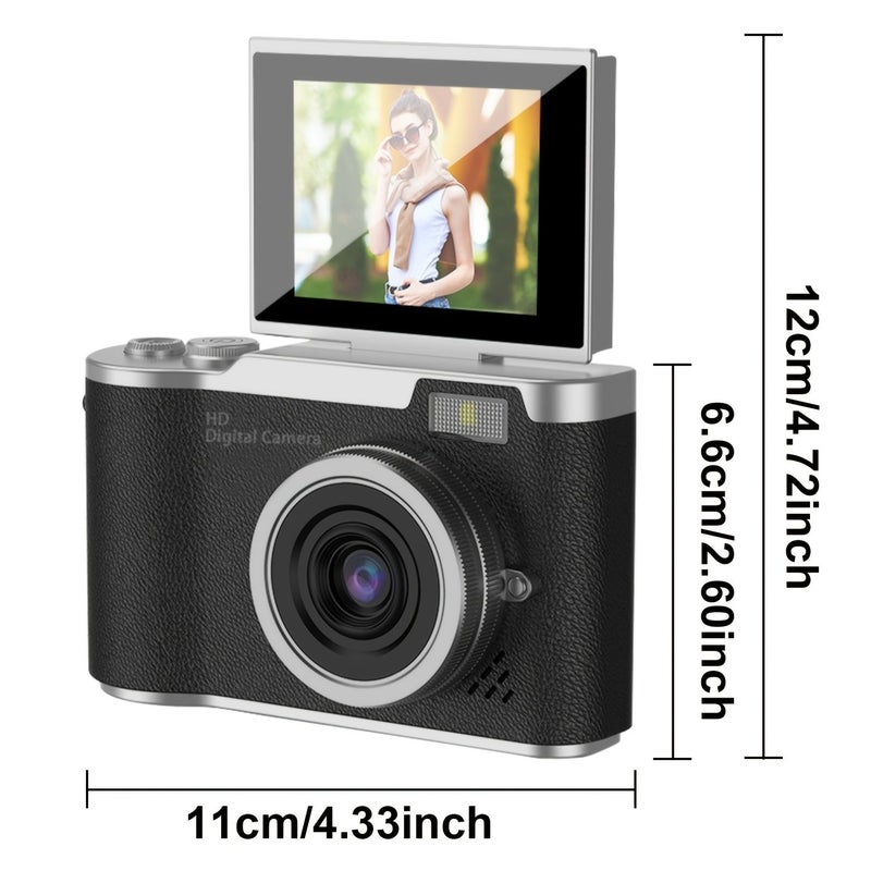 Black 48MP Digital Camera for Photography Vlogging Compact 8X Zoom Flip Screen - Image 2