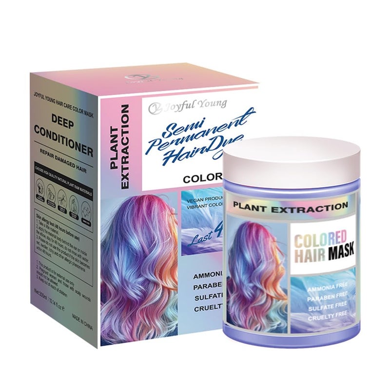 Joyful Young Silver Hair Color Depositing Mask - Semi Permanent Hair Color Conditioner for Bleached, Blonde & Gray Hair - Vegan Toner Mask for Yellow Brassy Tones â€“ Ammonia, Sulfate & Paraben Free â€“ 10.15 oz - Image 1