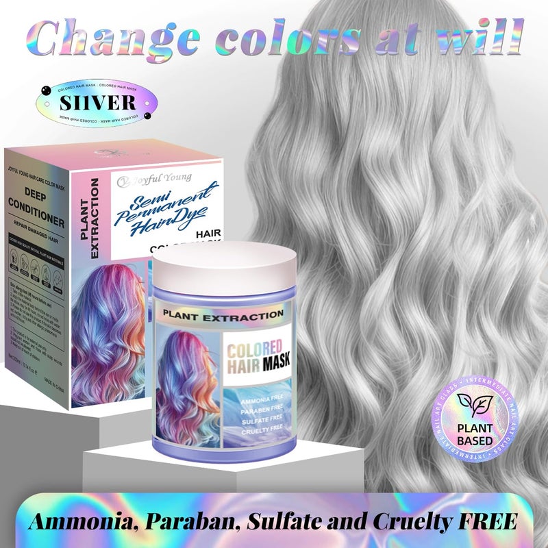 Joyful Young Silver Hair Color Depositing Mask - Semi Permanent Hair Color Conditioner for Bleached, Blonde & Gray Hair - Vegan Toner Mask for Yellow Brassy Tones â€“ Ammonia, Sulfate & Paraben Free â€“ 10.15 oz - Image 5